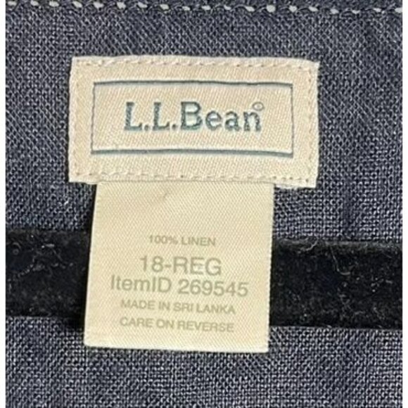 L.L.Bean Linen Navy Shift Dress Sz 18 Coastal Grandmother Quiet Luxury Layering - Picture 3 of 7